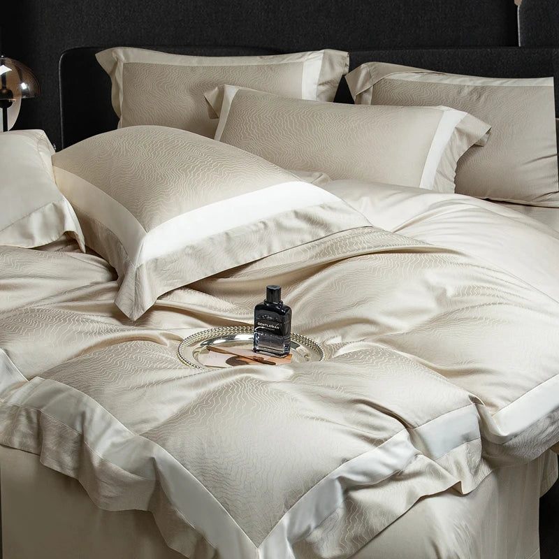 Afralia™ Soft Silky Jacquard Bedding Set - Duvet, Sheet, Pillowcase