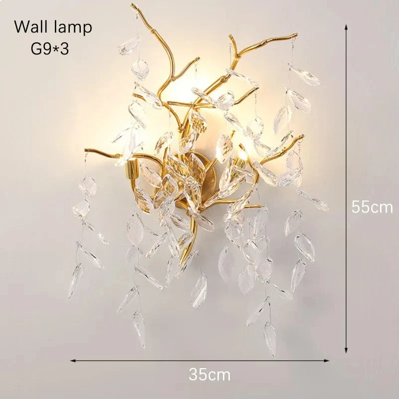 Afralia™ Gold Crystal LED Chandelier for Living Dining Bedroom, Luxury Ceiling Pendant Fixture