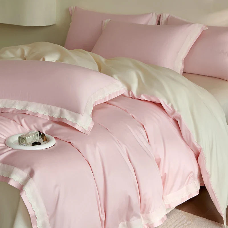 Afralia™ Luxe Lace Bedding Set: 1000TC Egyptian Cotton Duvet, Sheet, Pillowcases