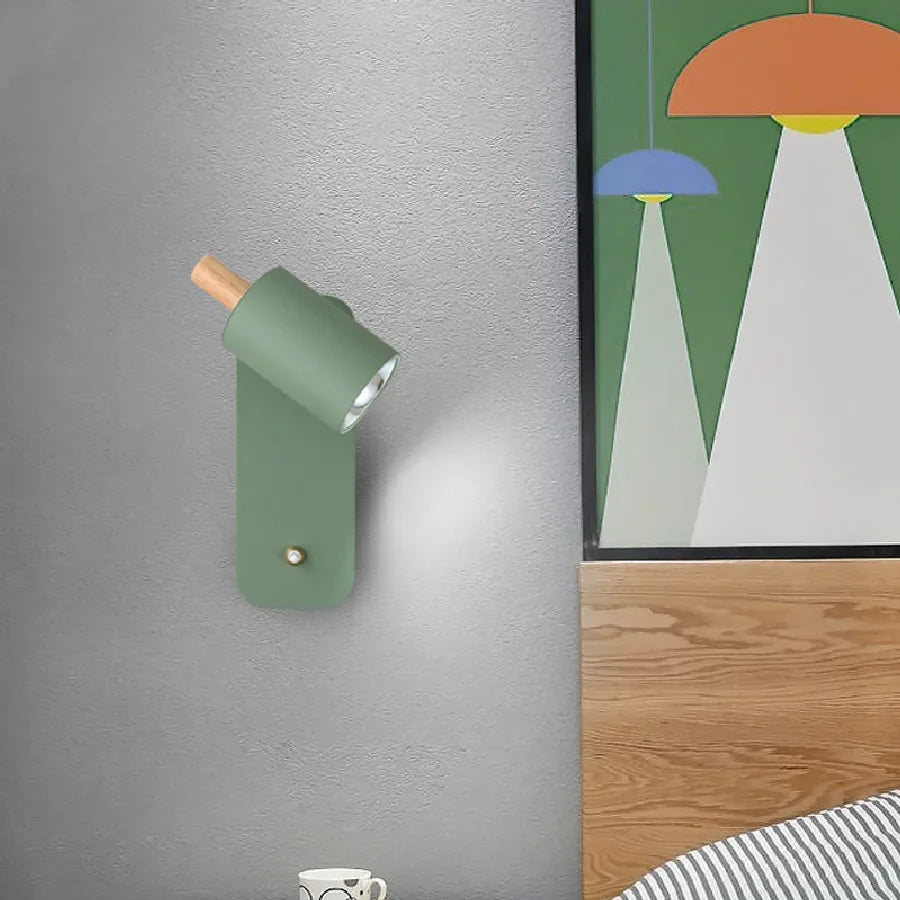 Afralia™ Nordic Macaron Rotatable Wall Sconce with Switch - Modern Bedroom Bedside LED Wall Lamp
