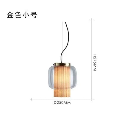 Afralia™ Manila Glass Lantern Pendant Light for Kitchen Living Room Bedroom Retro Decor