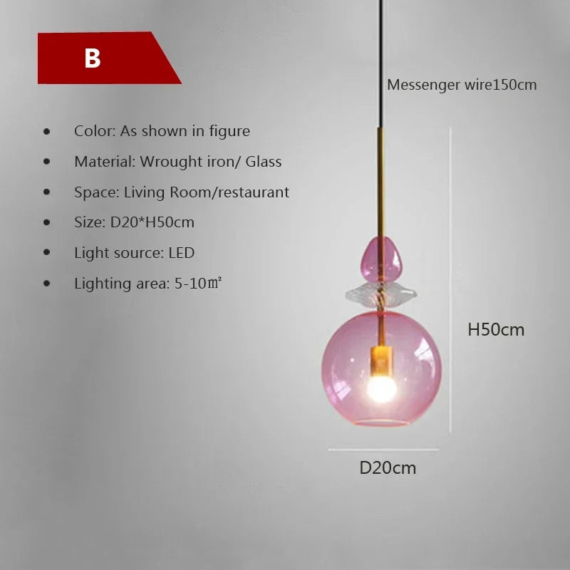 Afralia™ Candy Glass Chandelier Pendant Light for Dining and Living Room