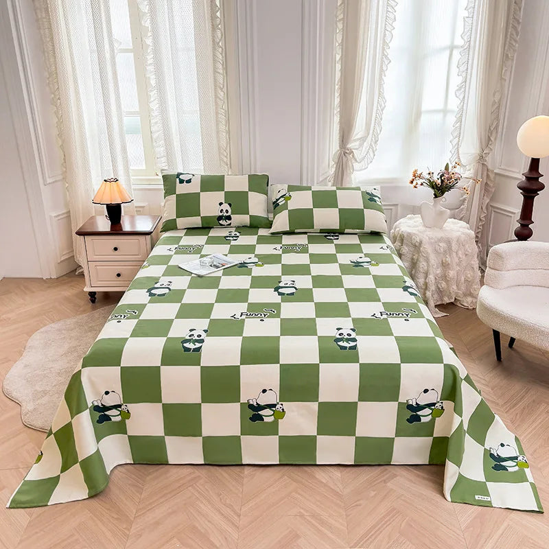 Afralia™ Cartoon Printed Cotton Bedspread | Queen King | Durable Coarse Cloth | All Seasons