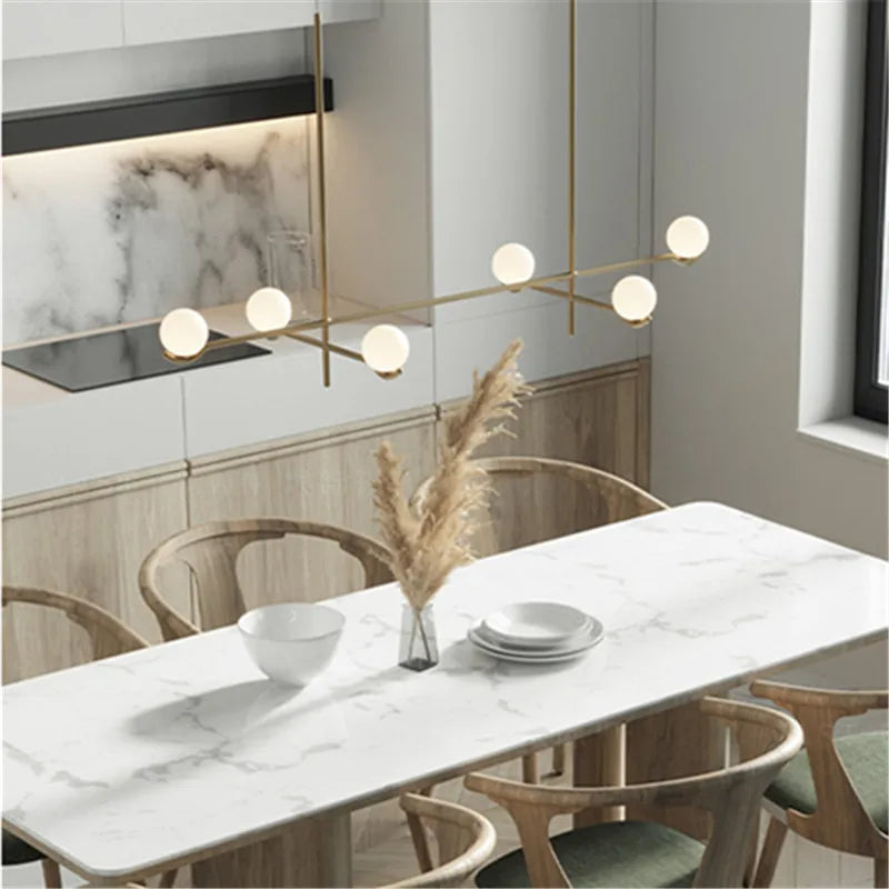 Afralia™ Modern Glass Ball LED Ceiling Chandelier in Black Gold for Home Lighting