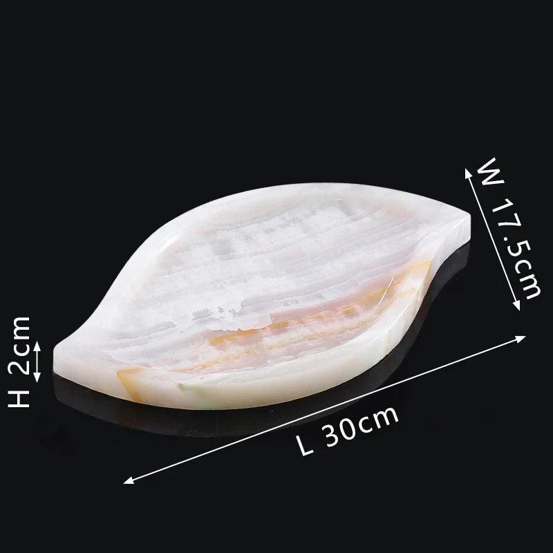 Afralia™ White Onyx Marble Tray for Perfume & Jewelry, Luxury Stone Decor.