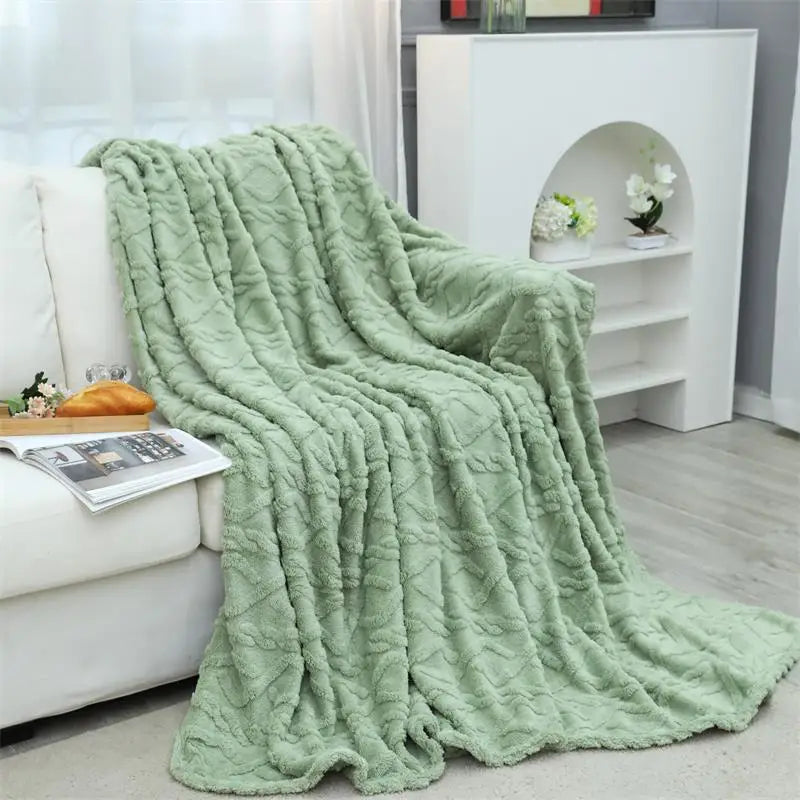 Luxury Jacquard Coral Fleece Blanket by Afralia™