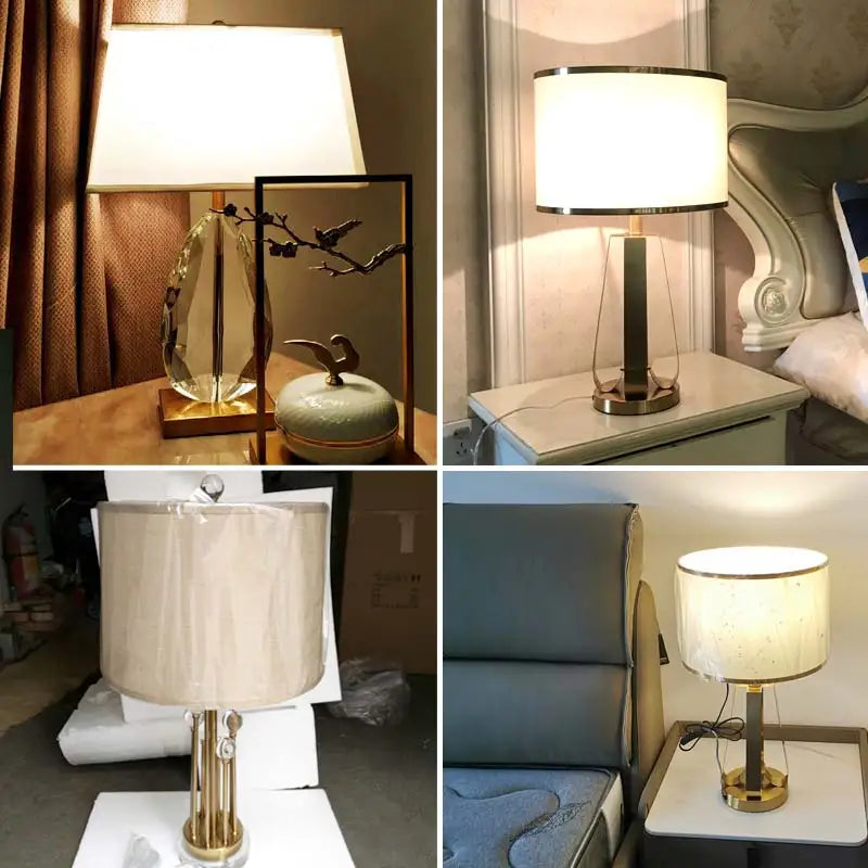 Afralia™ Crystal Bedside Lamp: Modern Nordic Design, Fabric Lampshade for Living Room & Bedroom