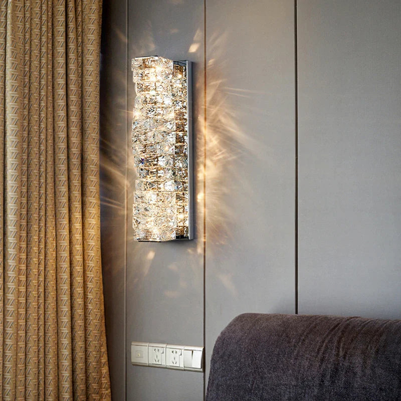 Afralia™ Modern Gold Crystal Wall Sconce LED Lamp for Living Room, Bedroom, TV Background