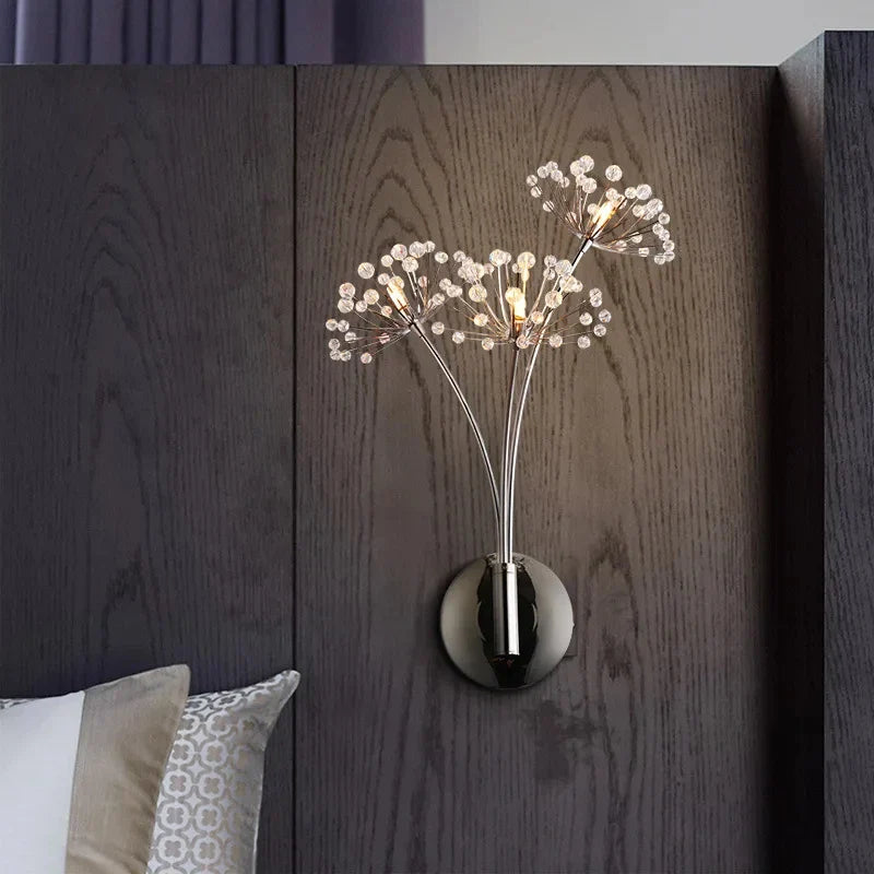 Afralia™ Crystal Dandelion LED Floor Lamp for Living Room Bedroom Decor