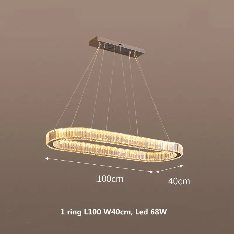 Afralia™ Crystal Chandelier Pendant Lights Dimmable LED Oval Lustre Hang Lamp