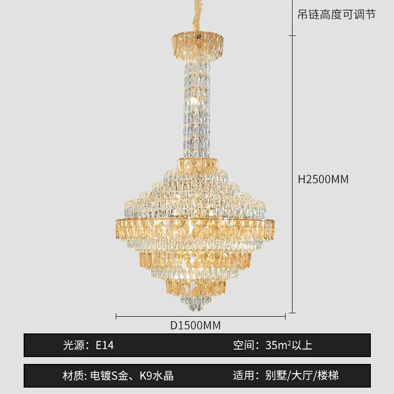 Afralia™ Crystal Chandelier for High-End Designer Duplex Living Room