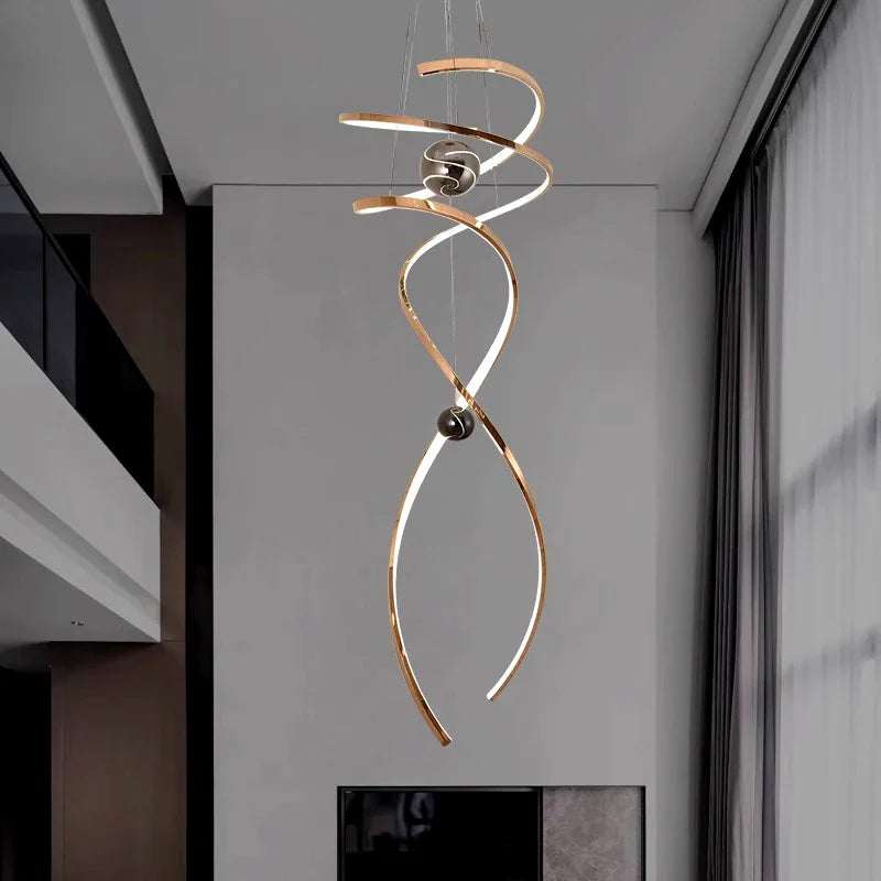 Afralia™ LED Staircase Chandelier Pendant Light Indoor Lighting