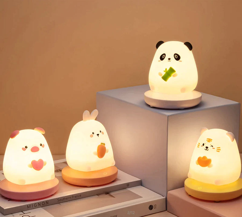 Afralia™ Pear Rabbit Silicone Night Light: Touch Sensor Dimmable Rechargeable Lamp for Kids and Baby Bedroom