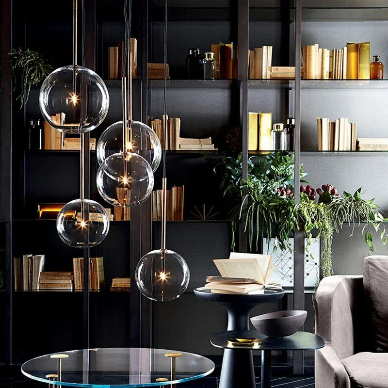 Afralia™ Glass Ball Chandelier Pendant Light for Bedroom Dining Room Decor