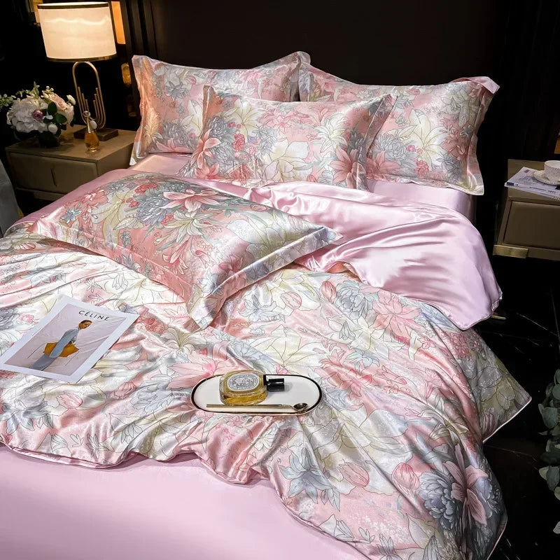 Afralia™ Soft Silk Printed Bedding Sets for Luxurious Bedroom Decor