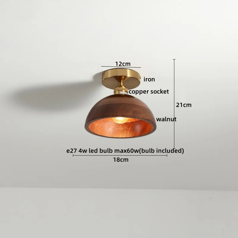 Afralia™ Walnut Copper LED Ceiling Lamp Modern Home Lighting Fixture