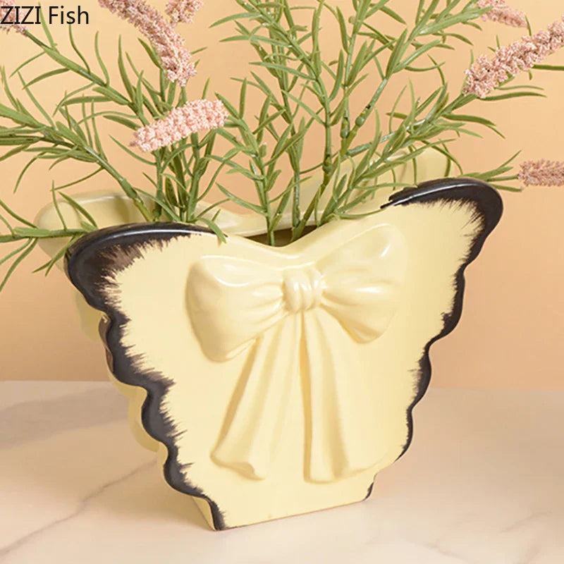 Afralia™ Butterfly Ceramic Vase for Table Decor and Flower Arrangement