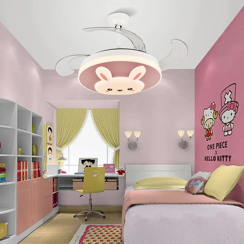 Afralia™ Smart Light and Fan Switch Flush Mount LED Ceiling Fan - Wholesale Kids Decoration