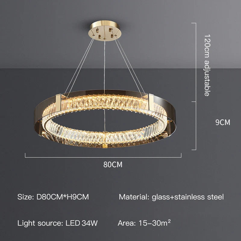 Afralia™ Nordic Crystal LED Ceiling Chandelier for Bedroom Living Room Kitchen
