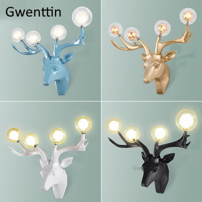 Afralia™ Resin Antlers Wall Sconce: Modern LED Deer Light Fixture for Home Decor