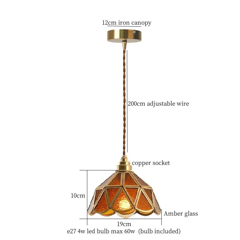 Afralia™ Nordic Glass LED Pendant Light - Vintage Brass Hanglamp for Cafe, Living Room