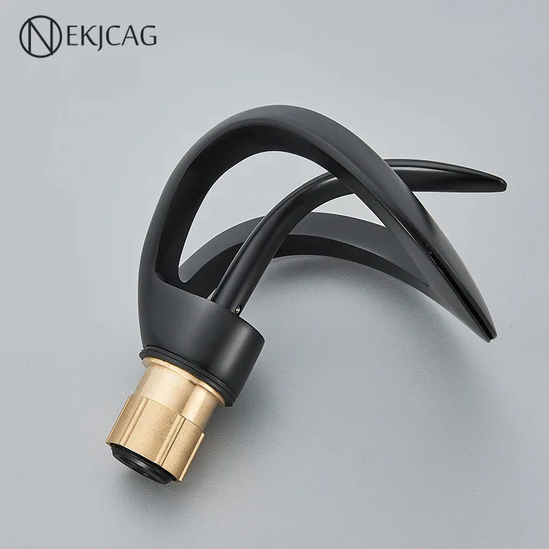 Afralia™ Waterfall Basin Faucet - Solid Brass Deck Mount Sink Mixer Tap for Bathroom