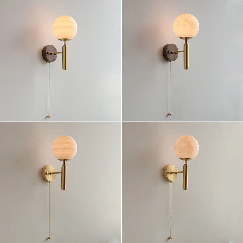 Afralia™ Moon Jupiter Copper Wall Lamp - Modern Nordic Style Wood Home Decor Lighting