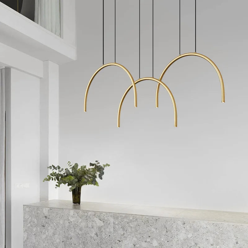 Afralia™ Modern Brass Pendant Lights, LED, Height Adjustable, 4000K