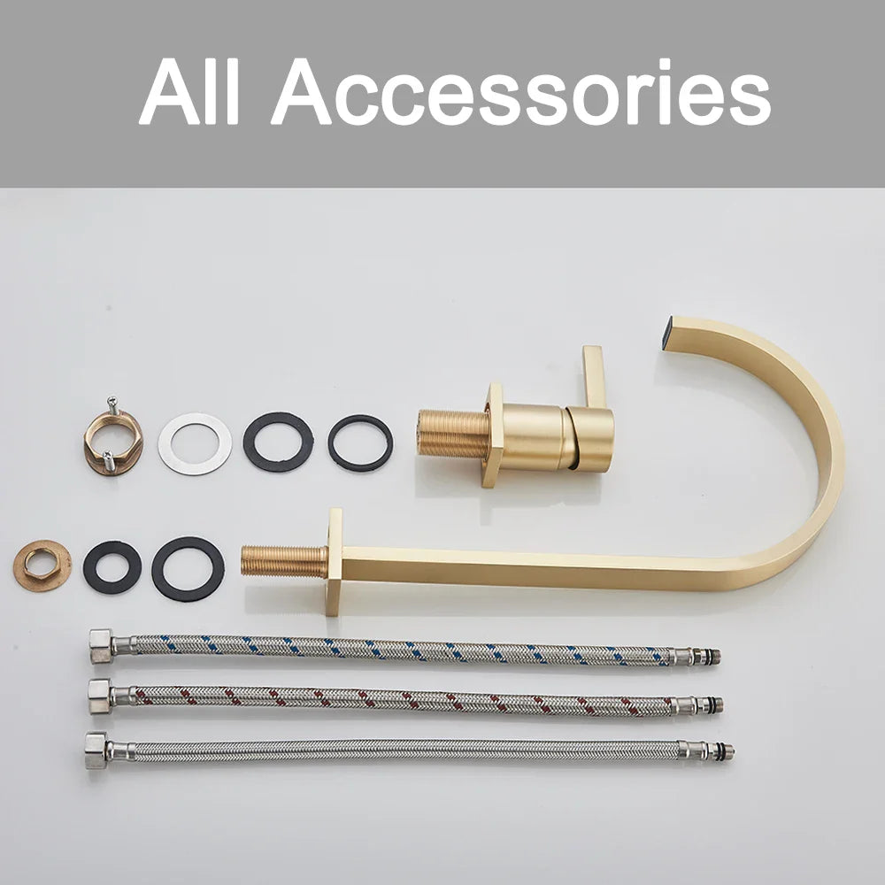 Afralia™ Matte Black Basin Faucet: Luxurious Brass Deck Mounted Gold Mixer Tap