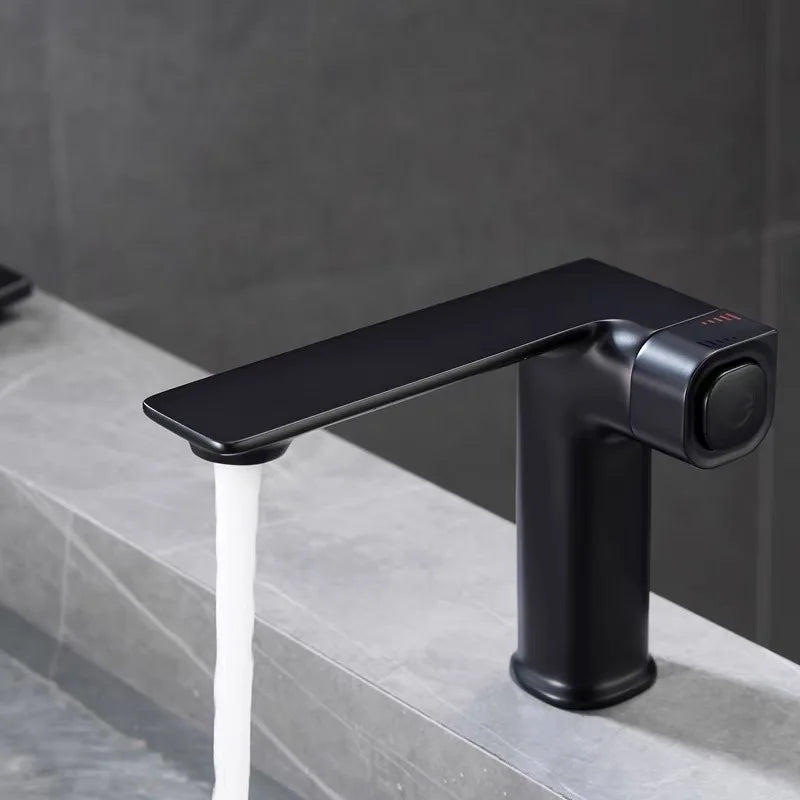 Afralia™ Gray Sink Mixer with Memory Switch Single Handle Deck Mounted Tap