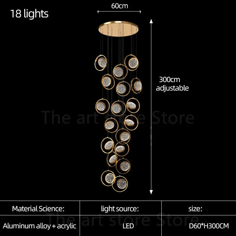 Afralia™ Luxury LED Chandelier for Villa, Staircase, Bar, Kitchen, Dining Room, Living Room