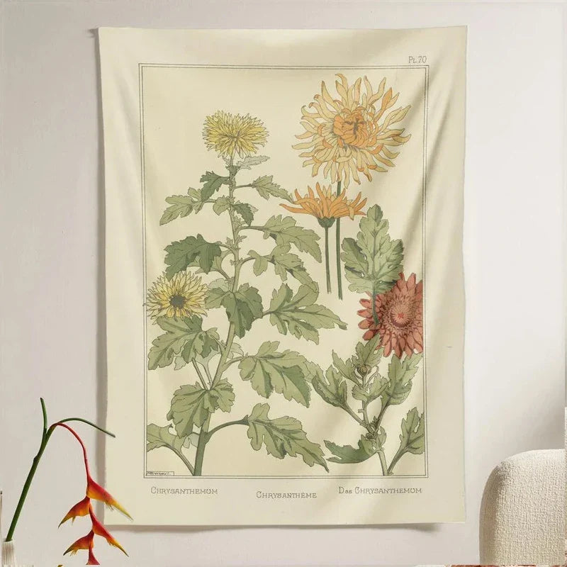 Afralia™ Wild Rose Sunflower Tapestry Botanical Floral Wall Hanging Bohemian Decor