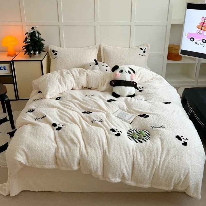 Afralia™ Teddy Velvet Bedding Set for Winter Warmth and High-end Comfort
