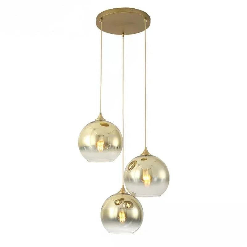 Afralia™ Smoke Gray Glass Ball Chandelier - Simple Luxury Pendant Lamp for Bedroom and Restaurant