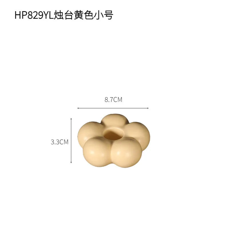 Afralia™ Ceramic Flower Candle Holder Candelabrum for Home Decor & Storage