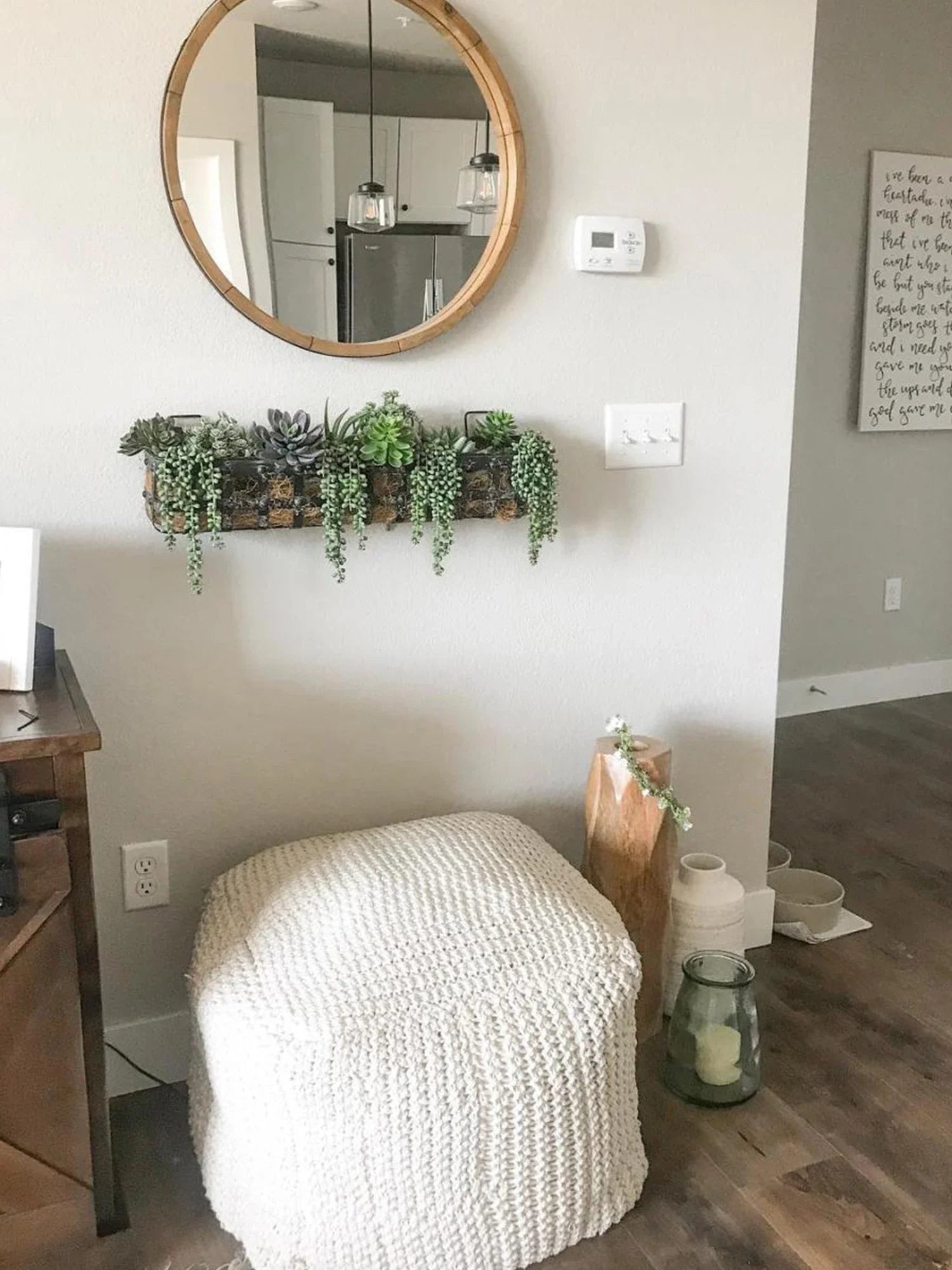 Afralia™ Wooden Round Decorative Mirror with Storage Rack