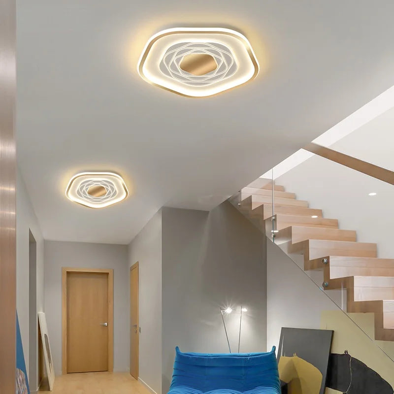 Afralia™ Pentagonal LED Chandelier Ceiling Light for Modern Living Room and Bedroom