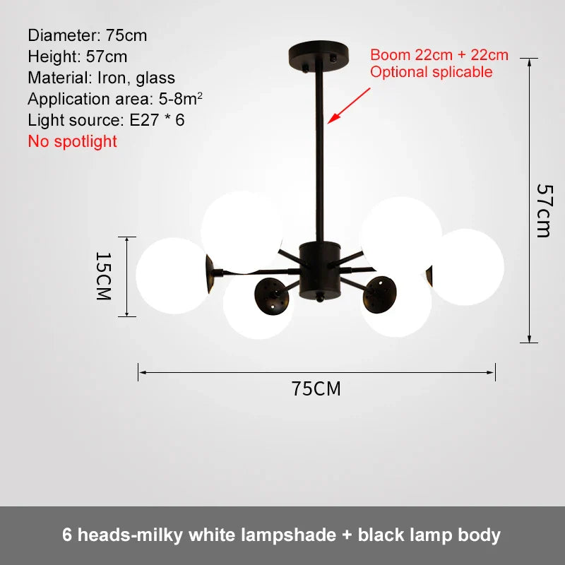 Afralia™ Glass Ball LED Chandelier for Bedroom Dining Room - Elegant Ceiling Pendant Lamp