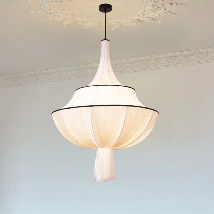 Afralia™ Creamy E27 Foyer Chandelier: French-Inspired LED Pendant Lights for Bedroom, Art Decor Lampara