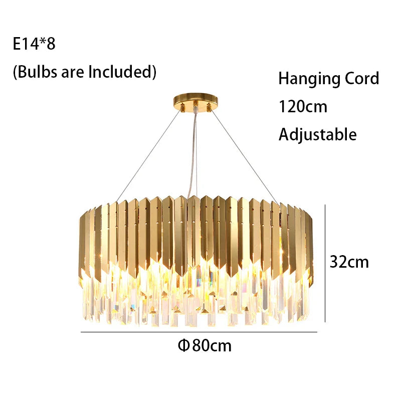 Afralia™ Gold Crystal Ceiling Chandelier for Dining and Living Room Lighting