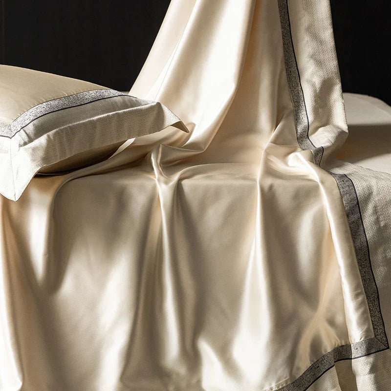 Afralia™ Luxe Champagne Bedding Set in Silky Egyptian Cotton - Queen King Sizes