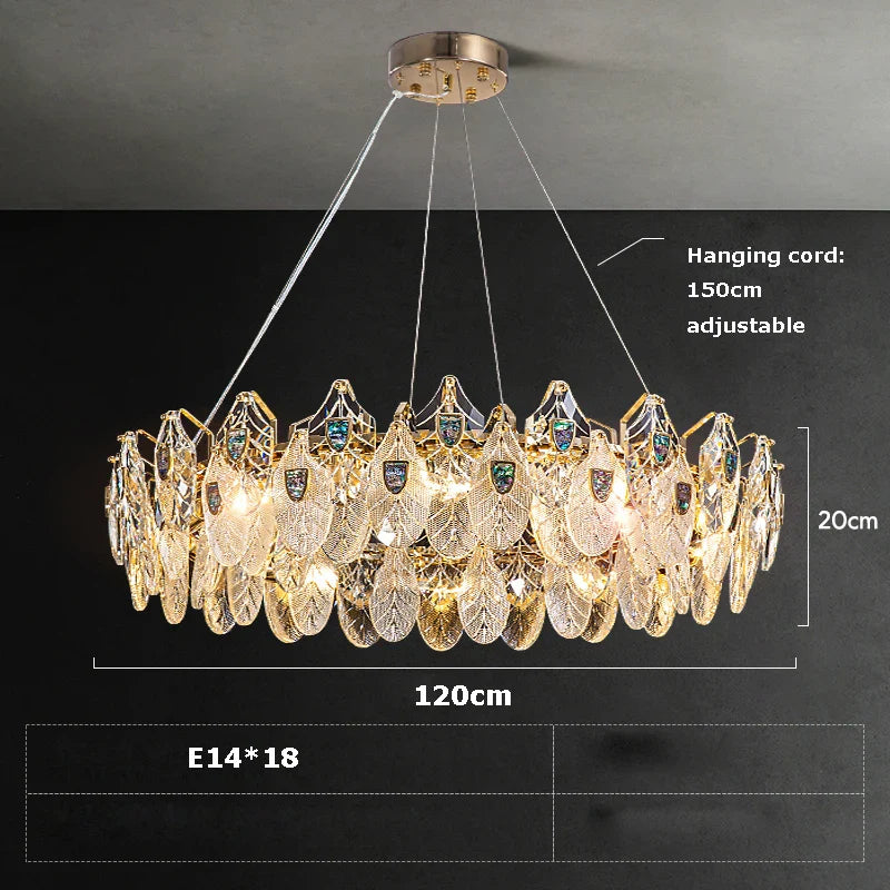 Afralia™ Peacock Crystal Glass LED Chandelier for Dinning Room