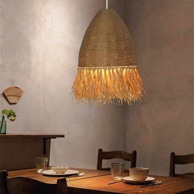 Afralia™ Rattan Pendant Light Chandelier, Woven Shade, Retro Design for Dining Room, Bar, Bedroom