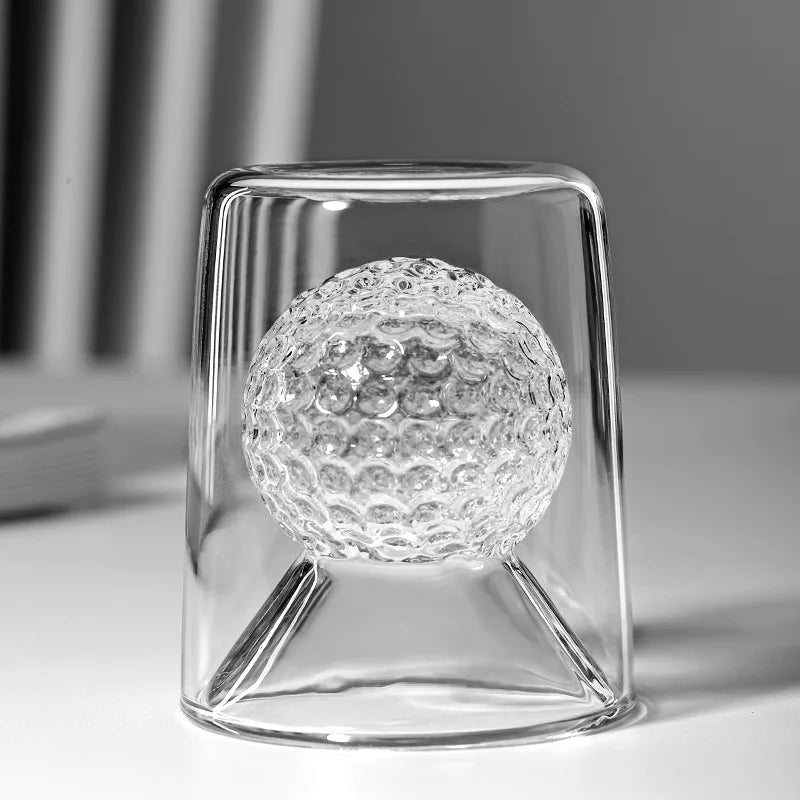 Afralia™ Golf Ball Double Tumbler: High Borosilicate Thickened Glass Cup