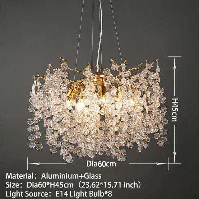 Afralia™ Modern Crystal Glass Pendant Chandelier for Living Room Dining Bedroom