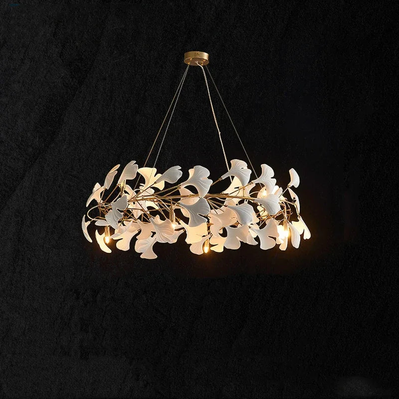 Afralia™ Ginkgo Branch Ceramic Chandelier for Luxe Dining & Study Room