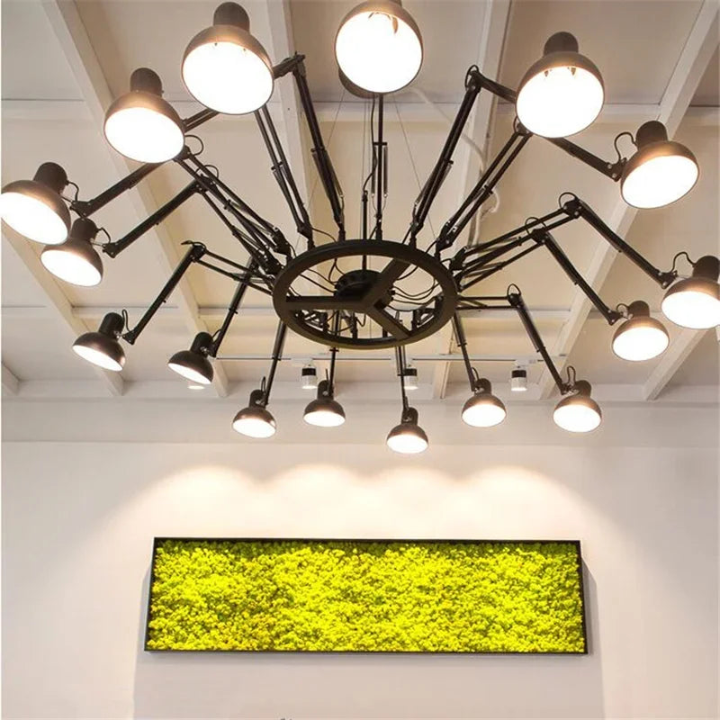 Afralia™ Industrial LED Pendant Light Spider Iron Chandelier Flex Fixtures