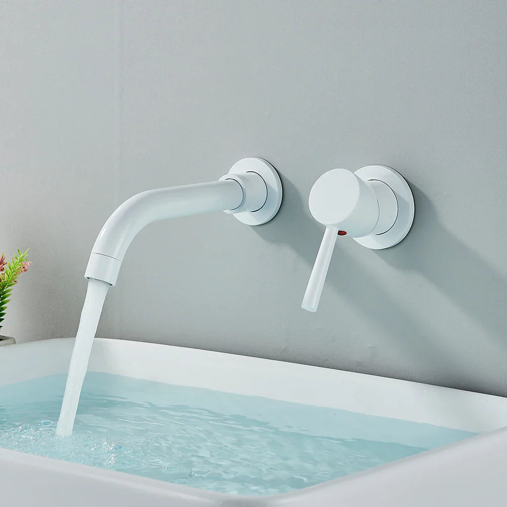 Afralia™ Wall Mounted Basin Faucet with Swivel Spout - Hot Cold Mixer Tap