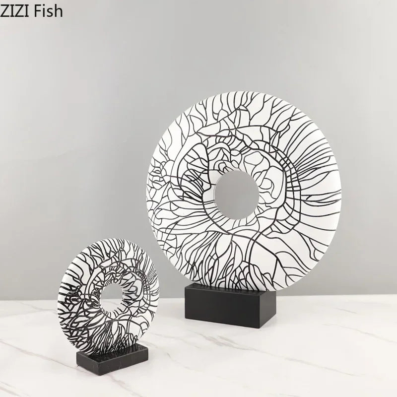 Afralia™ Circle Ornament Desk Decoration Resin Ring Statue Modern Crafts Decor
