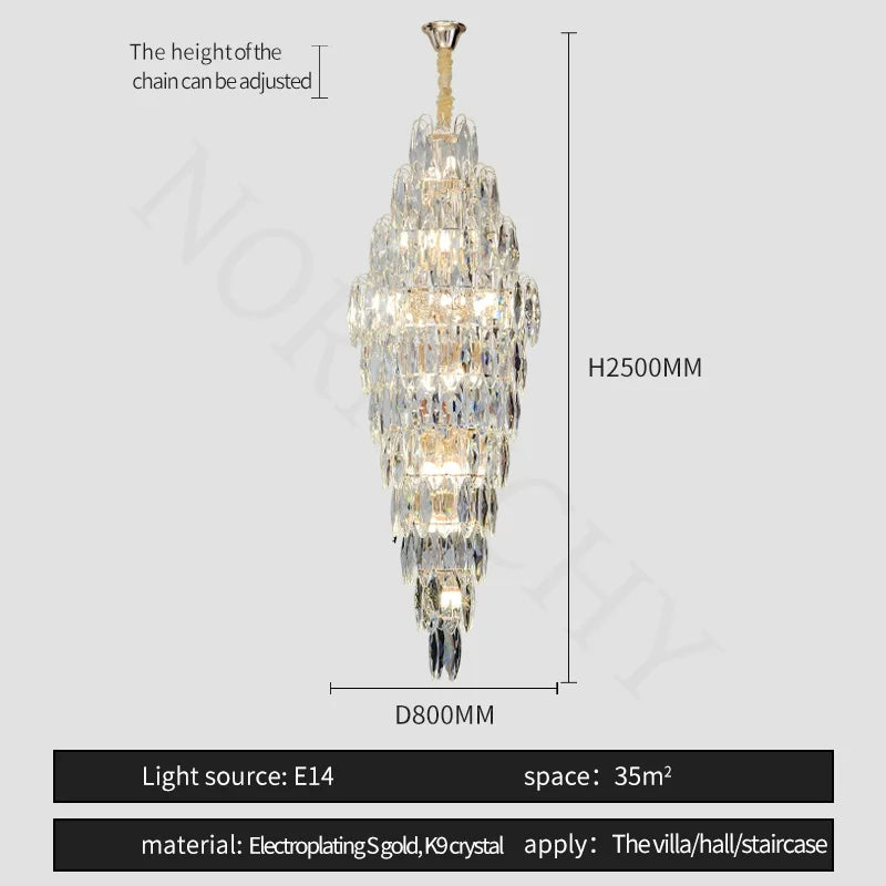 Afralia™ European Crystal Duplex Chandelier for Hotel Lobby Staircase & Villa Living Room